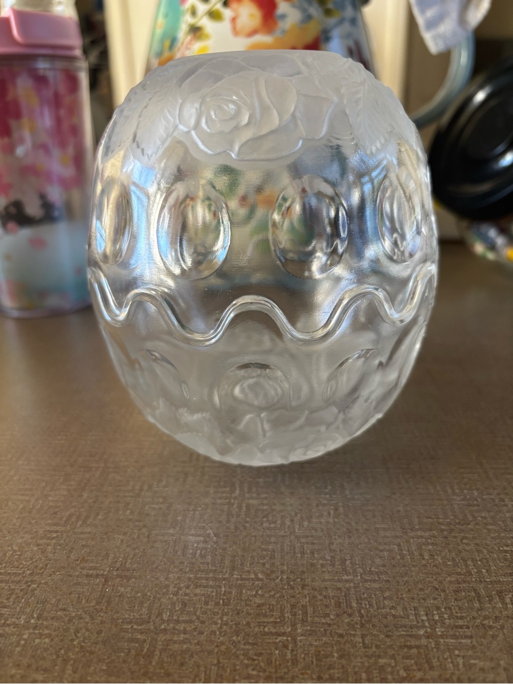Mikasa Frosted Clear Glass Floral Votive Holder